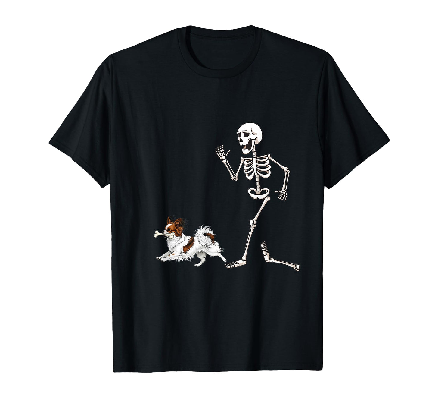 Funny Halloween Papillon and Skeleton T-Shirt
