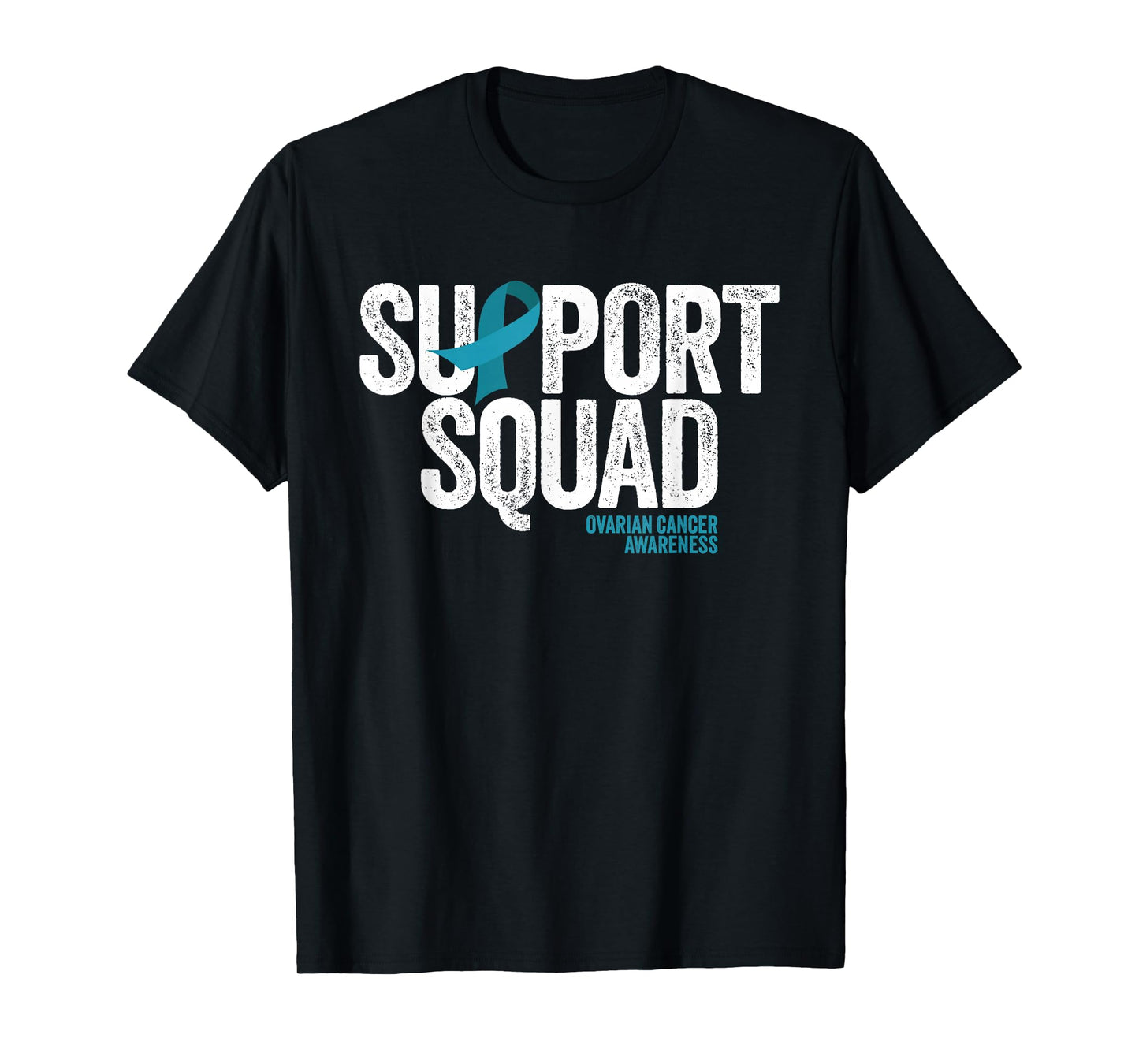 Support Squad Distressed Family Ovarian Cancer Awareness T-Shirt