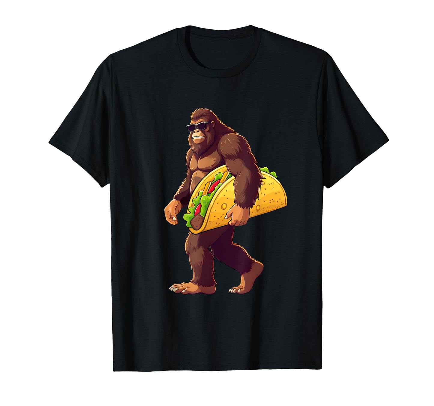 Bigfoot Carrying Taco Funny Taco Lover Boys Men Sasquatch T-Shirt