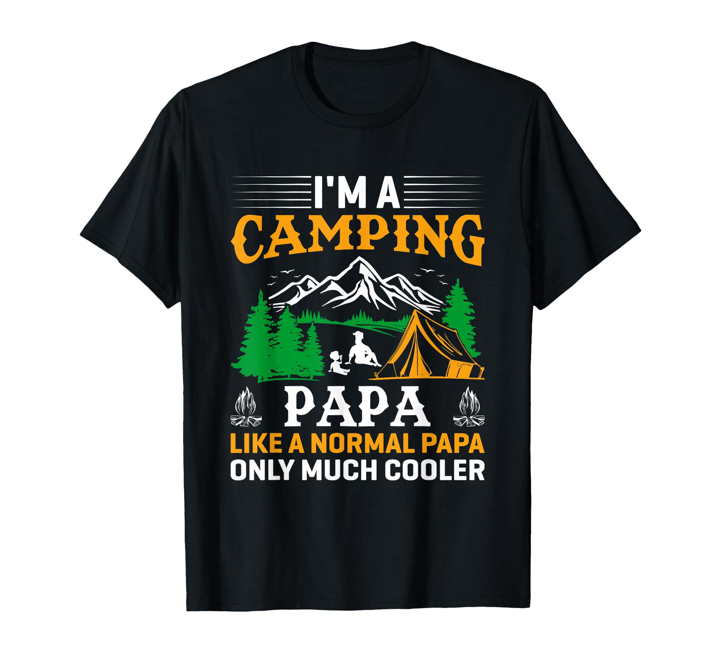 Papa Camping Fathers Day Funny Camper Dad Grandpa Men T-Shirt