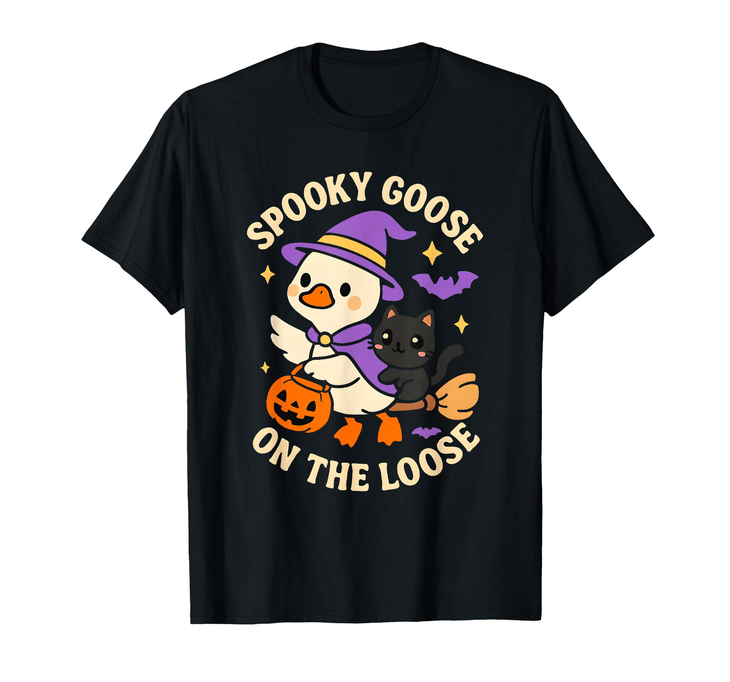 Spooky Goose On The Loose Halloween Silly Witch Women T-Shirt
