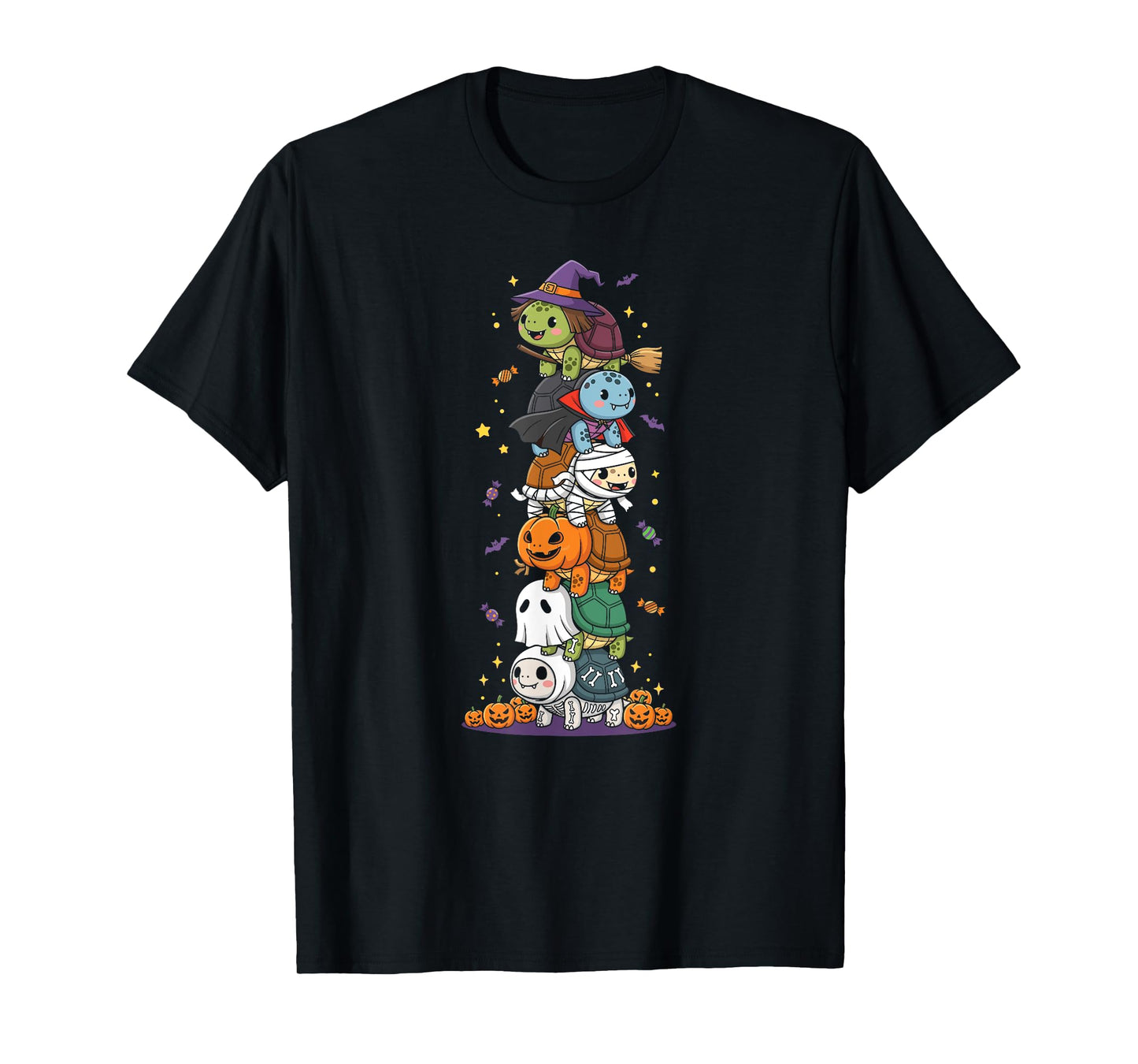 Funny Turtle Witch Vampire Ghost Halloween Kids Mens Womens T-Shirt
