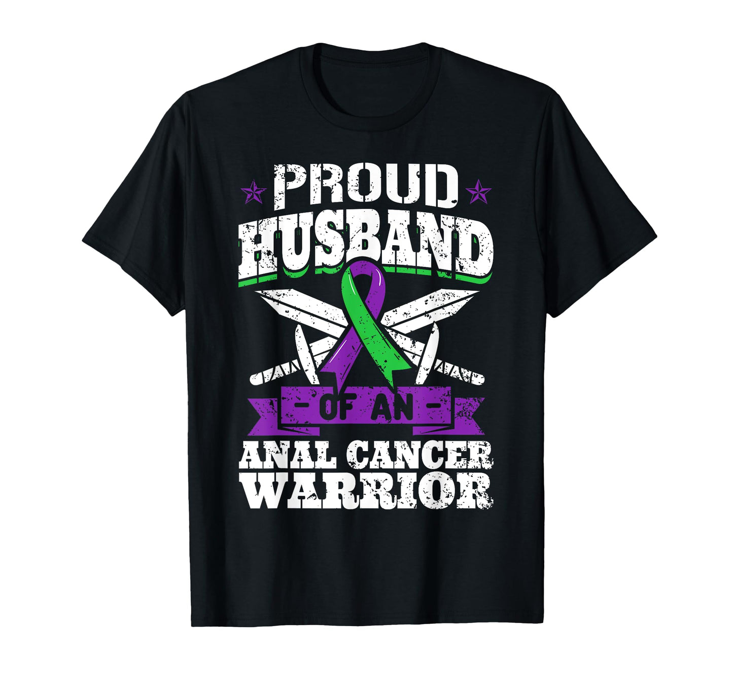 Proud Husband Of Anal Cancer Warrior Tumor Awareness Ribbon T-Shirt