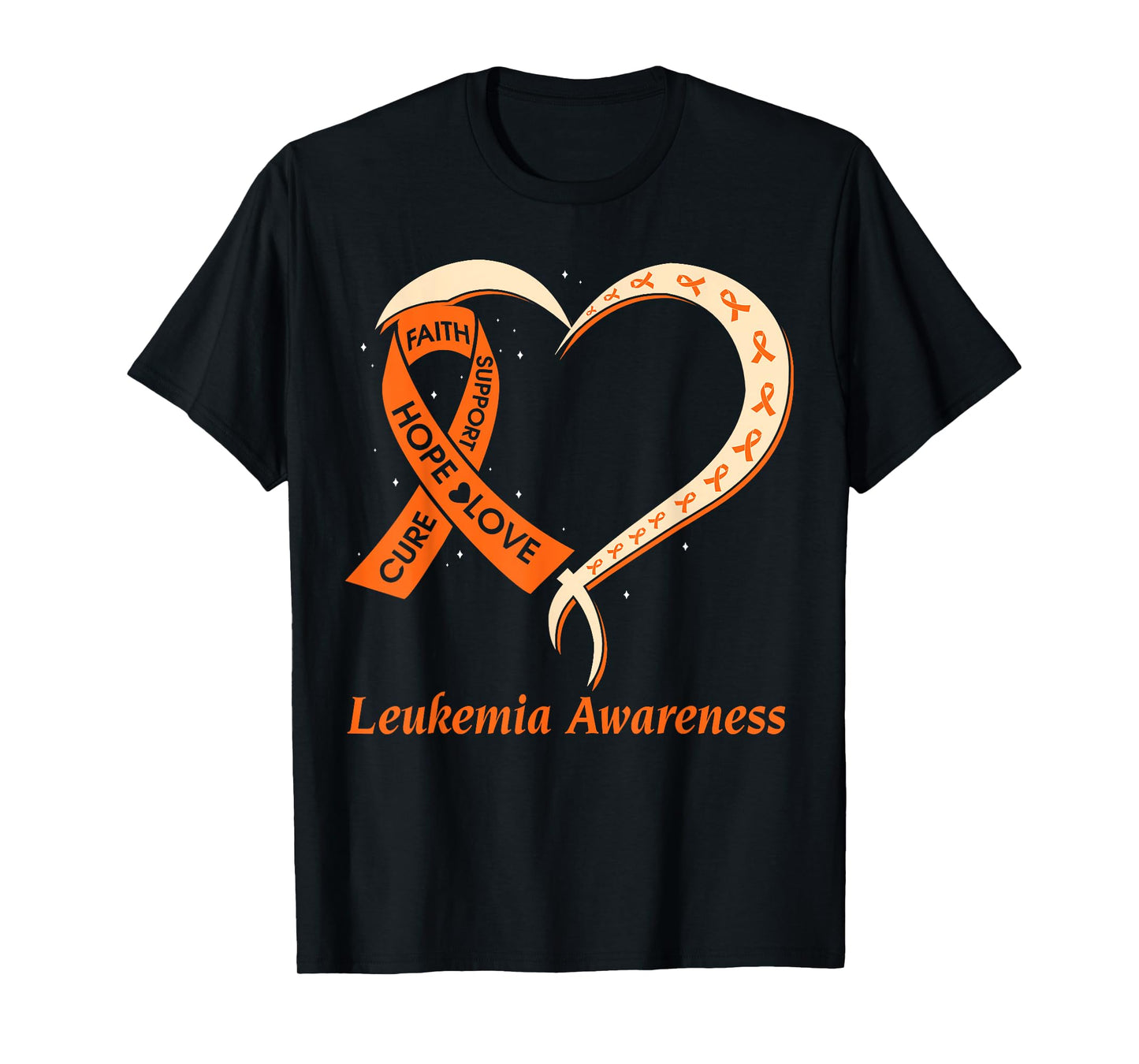 Love Hope Support Leukemia Cancer Awareness Orange Rribbon T-Shirt