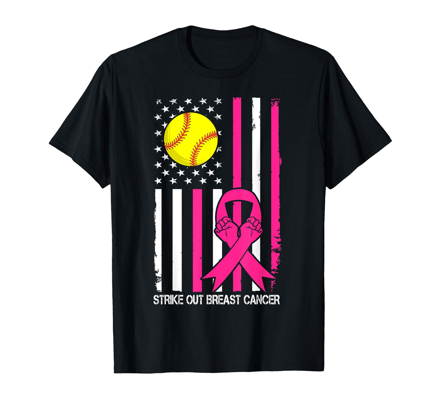 Strike Out Breast Cancer Softball Fight Awareness Men Women T-Shirt