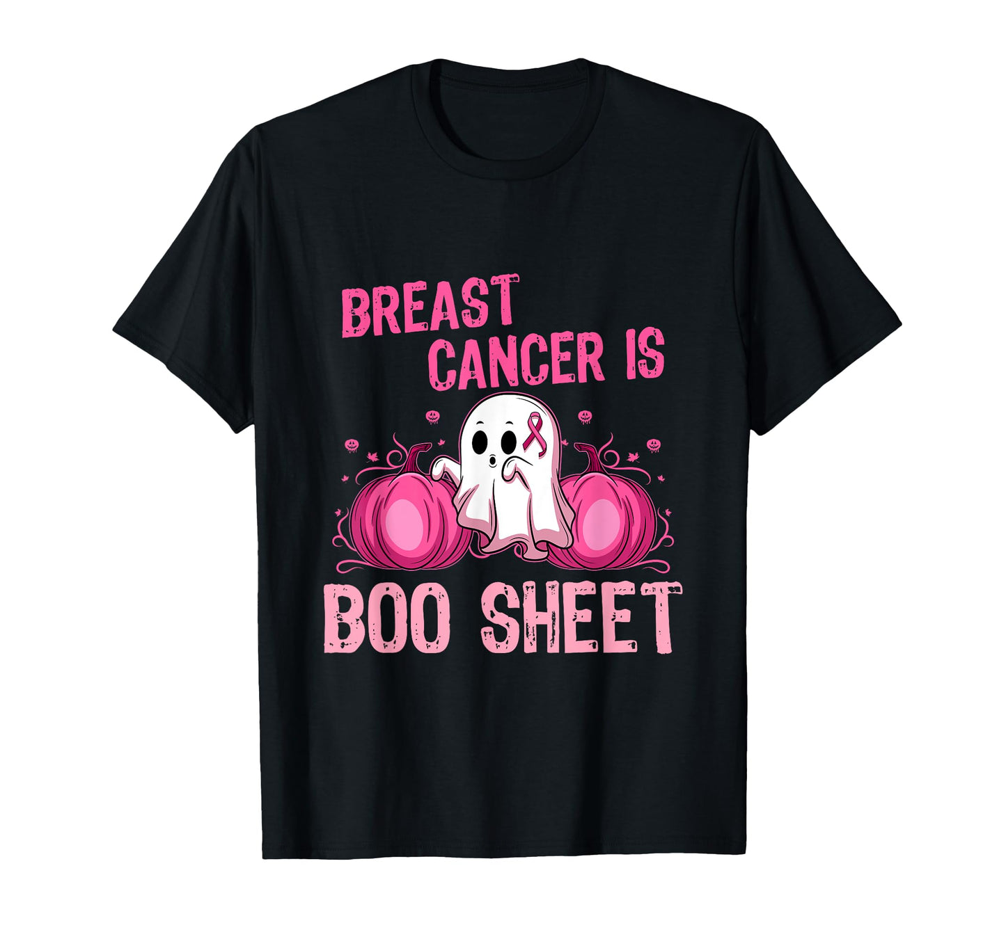 Halloween Women Boob Skeleton Breast Cancer Ribbon Support T-Shirt