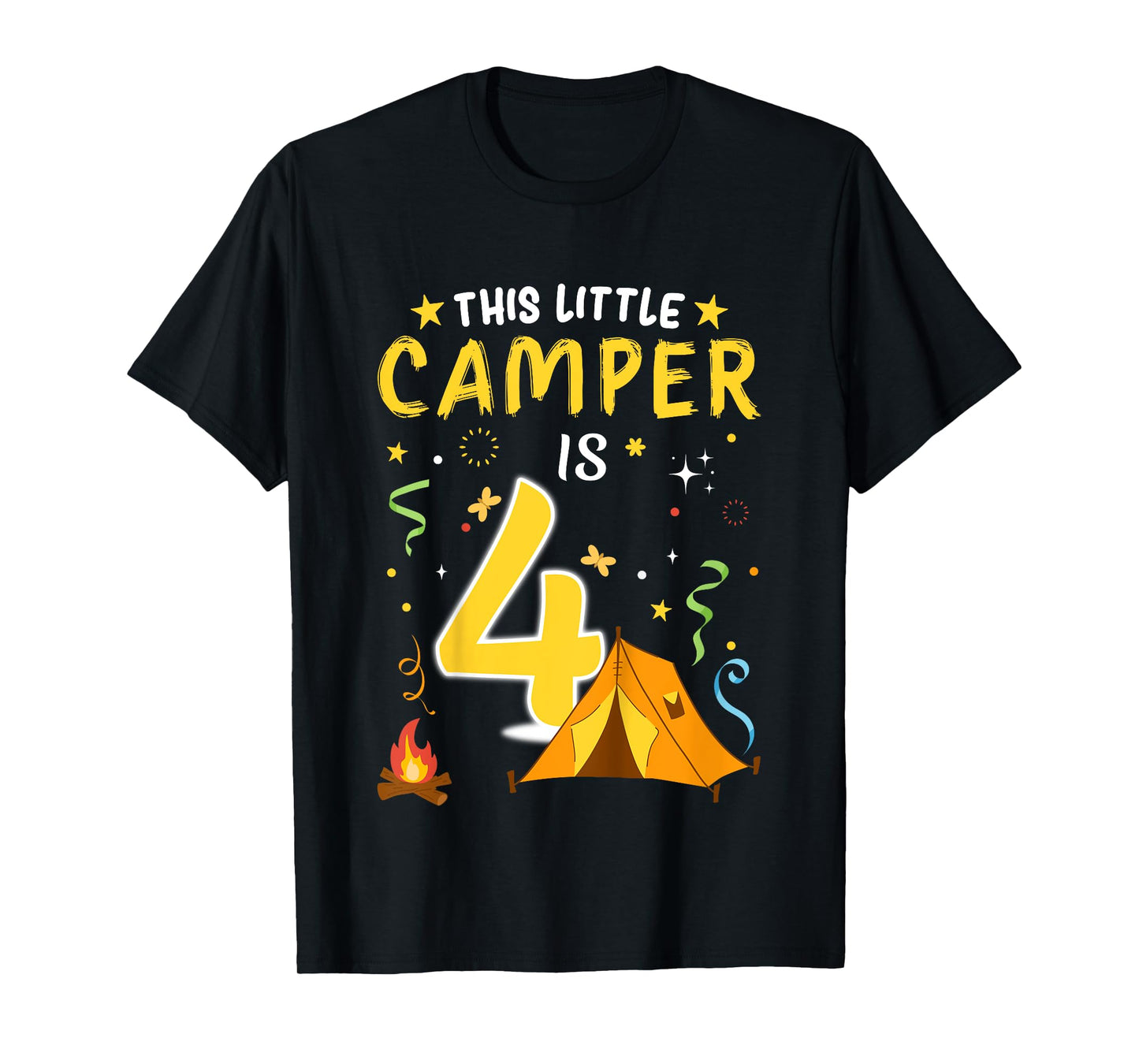 Kids 4 Year Old Camper Kids 4th Birthday Camping Costume T-Shirt