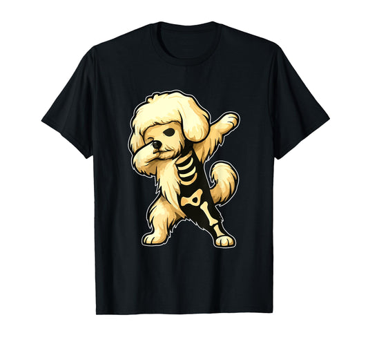 Dabbing Maltese Half Skeleton Halloween Costume Owner Lover T-Shirt