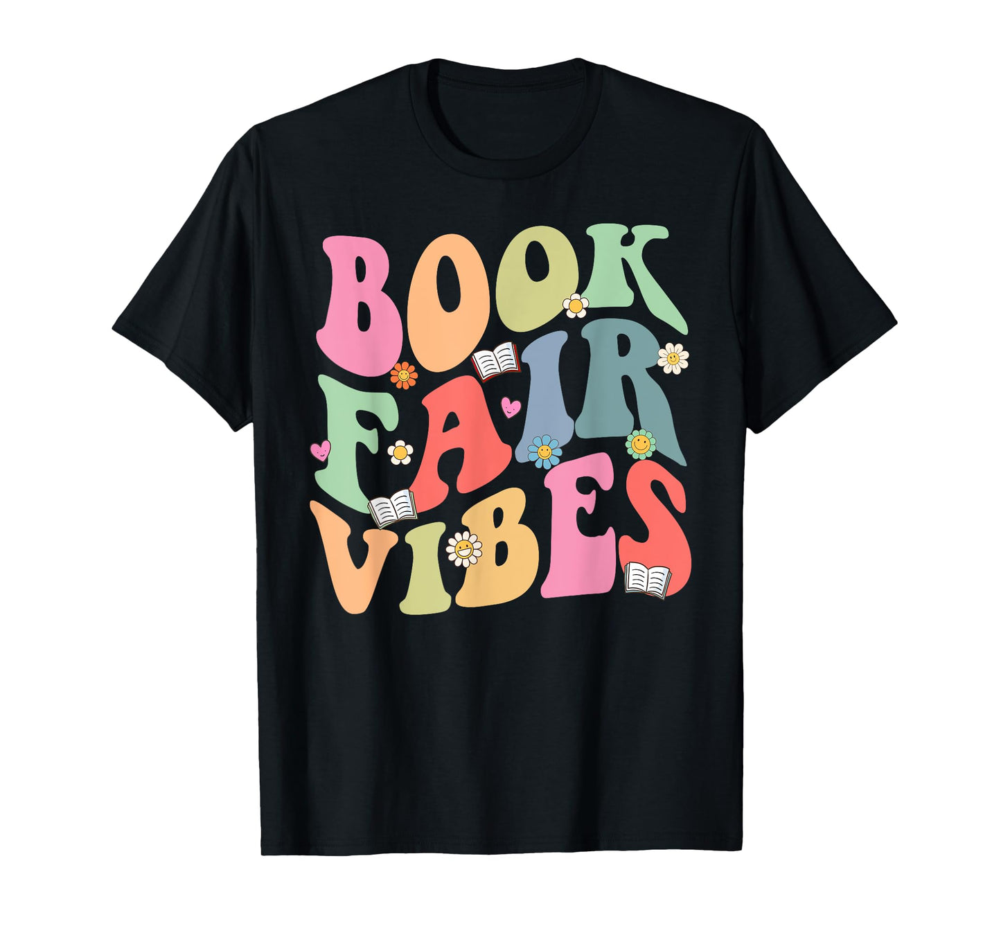 Library Book Fair Vibe Groovy Retro School Reading Nostalgic T-Shirt