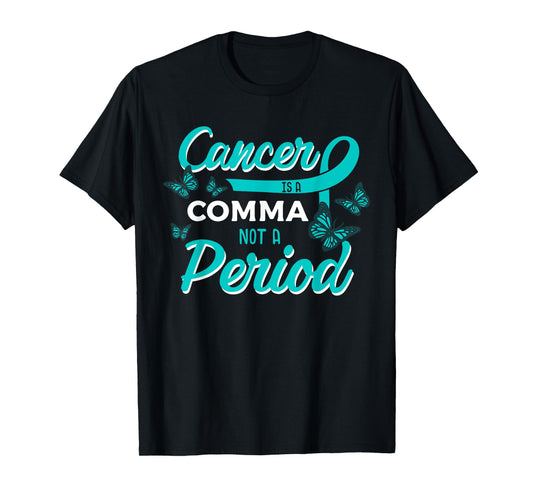 Ovarian Cancer Butterfly Teal Ribbon Gynecology Carcinoma T-Shirt