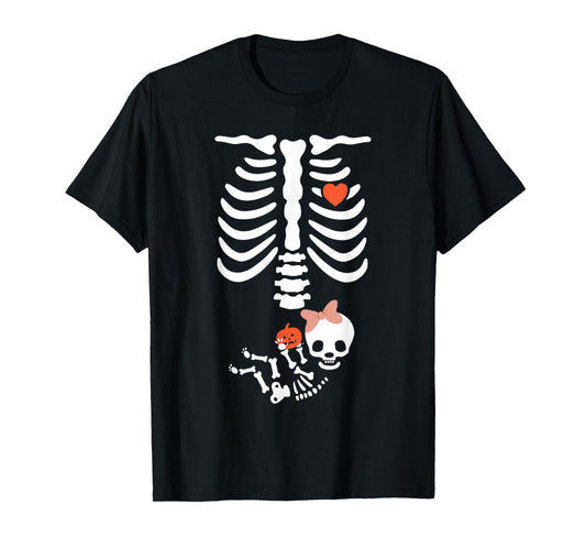 Baby Shower Skeleton Halloween Pregnancy Annoucement Girls T-Shirt