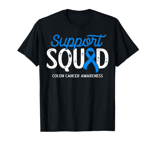 Colon Cancer Awareness Support Squad Warrior Survivor Crew T-Shirt