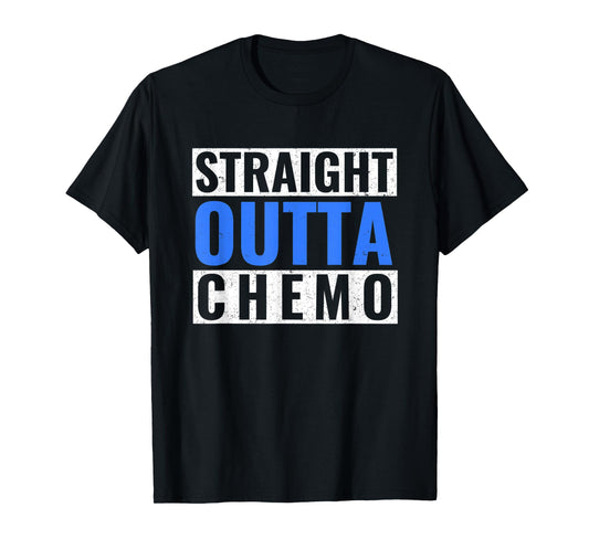 Straight Outta Chemo Dark Blue Colon Cancer Gift T-Shirt