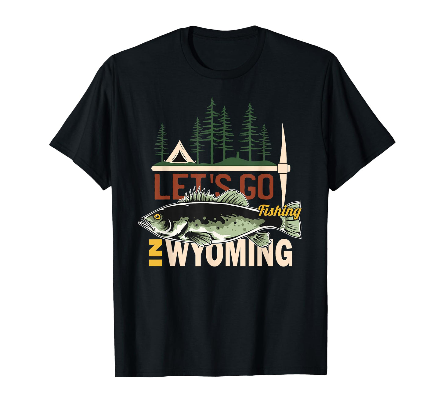 Camping Fishing in Wyoming - Nature Wyoming Fishing T-Shirt