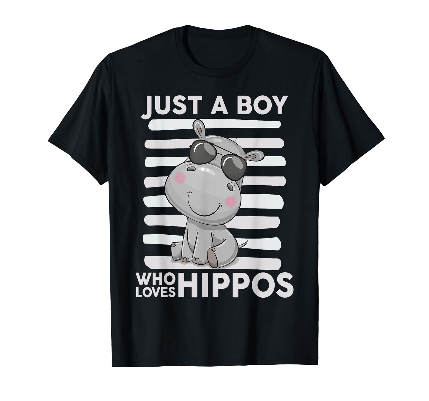 Kids Hippo-Shirt Toddler Funny Just A Boy Who Loves Hippos T-Shirt