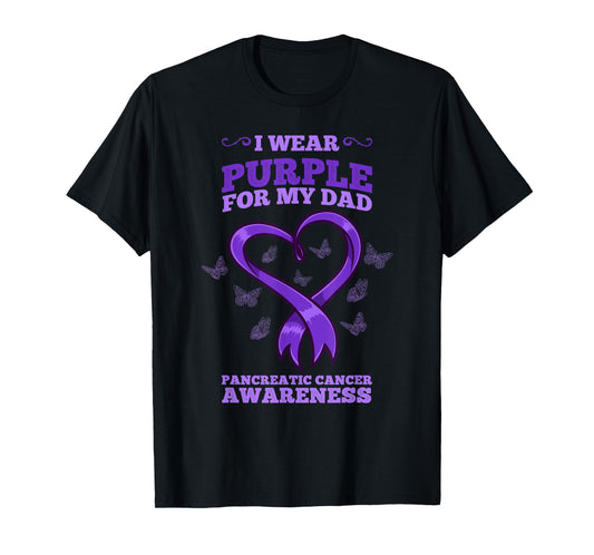 I Wear Purple Dad Pancreatic Cancer Awareness T-Shirt