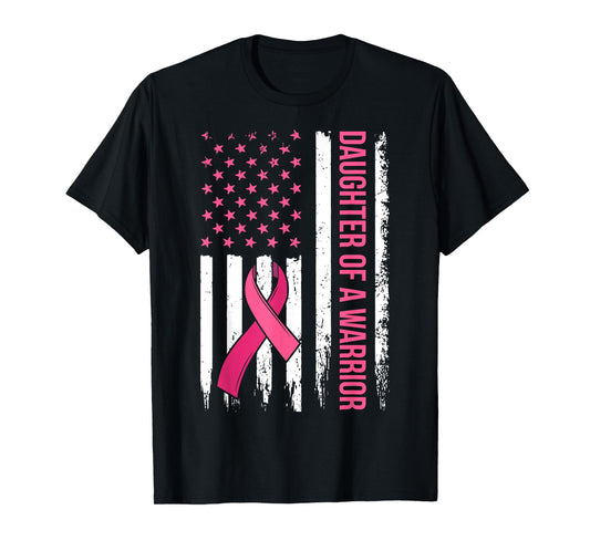 Daughter of A Warrior Breast Cancer Awareness Pink Ribbon T-Shirt