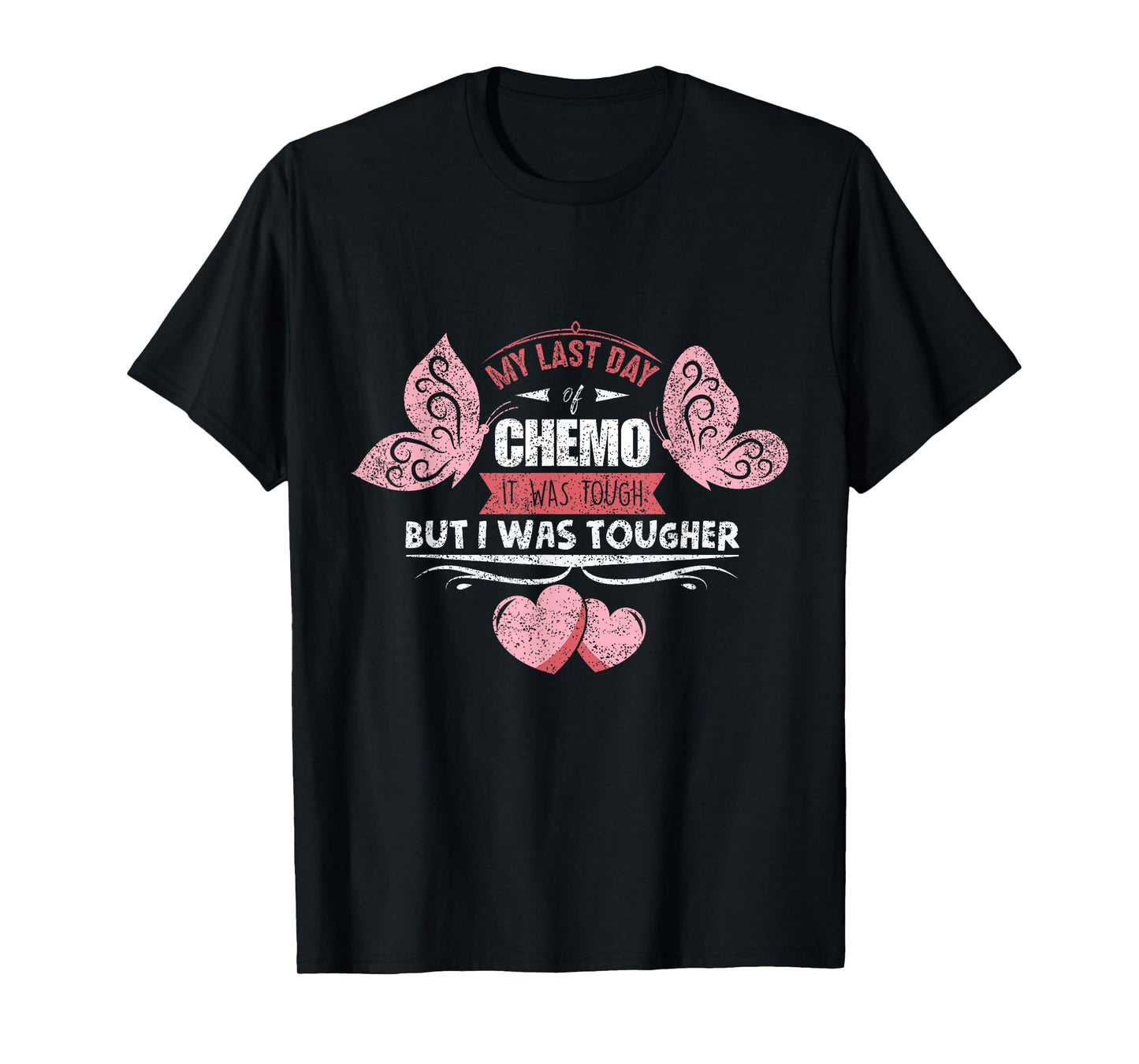 Last Chemo Day Gift Serious Illness Warrior - Women's Classic Crew Neck T-Shirt - Black - Small - Short Sleeve - Lace Embellishment
