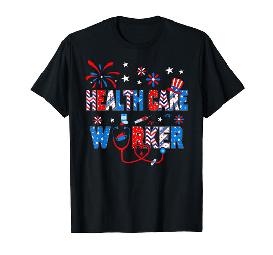 4th Of July For Women Stethoscope Health Care Worker Nurse T-Shirt