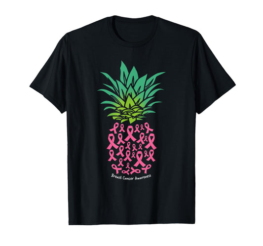 Pineapple Pink Ribbon Funny Breast Cancer Awareness T-Shirt