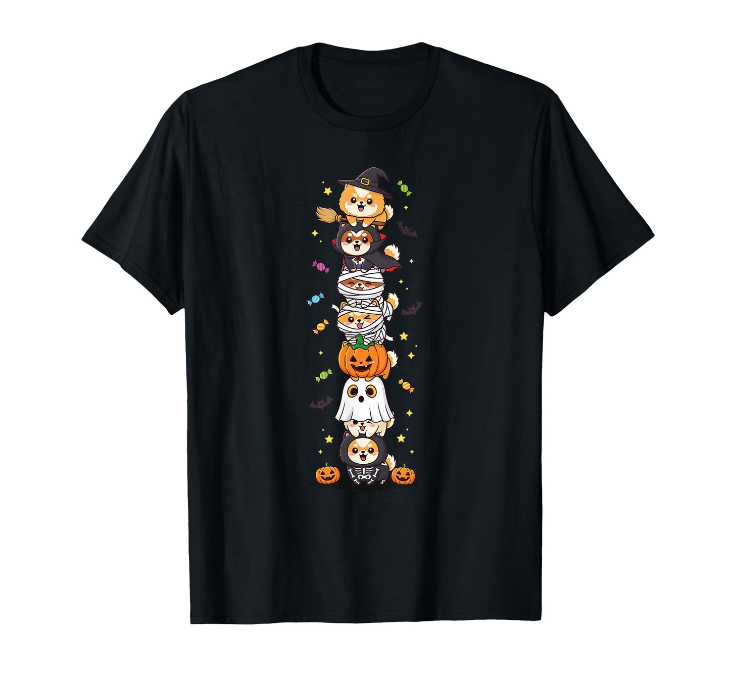 Pomeranian Witch Vampire Ghost Halloween Kids Mens Womens T-Shirt