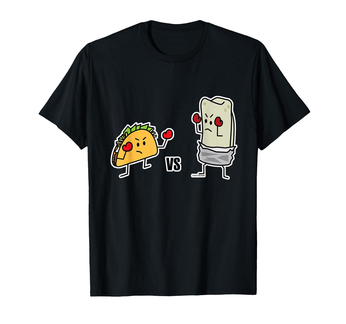 Taco Vs Burrito Boxing Fighters Mexican Beef Carne Tortilla T-Shirt