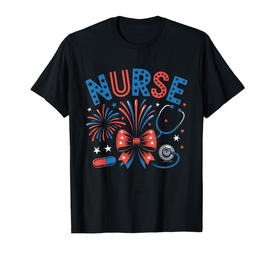 4th of July Nurse American Flag Fourth Of July Funny Nurse T-Shirt