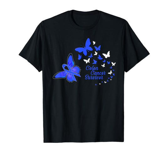 Colon Cancer Survivor Awareness Butterflies Gift T-Shirt