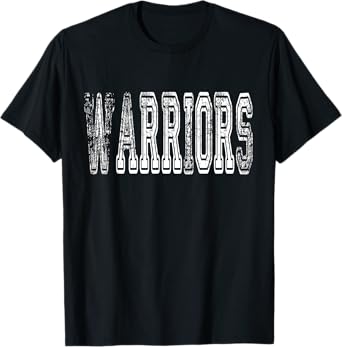 Warriors Mascot Distressed Vintage School Sports Name Fan T-Shirt