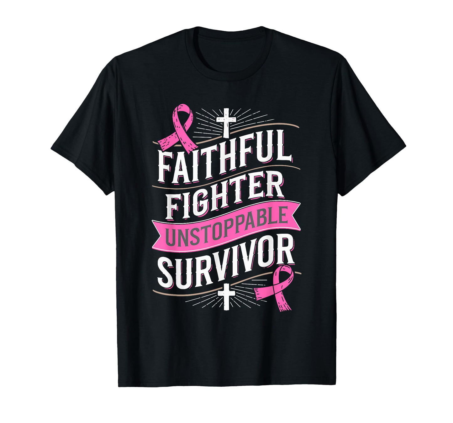 Faithful Fighter Survivor Breast Cancer Awareness T-Shirt