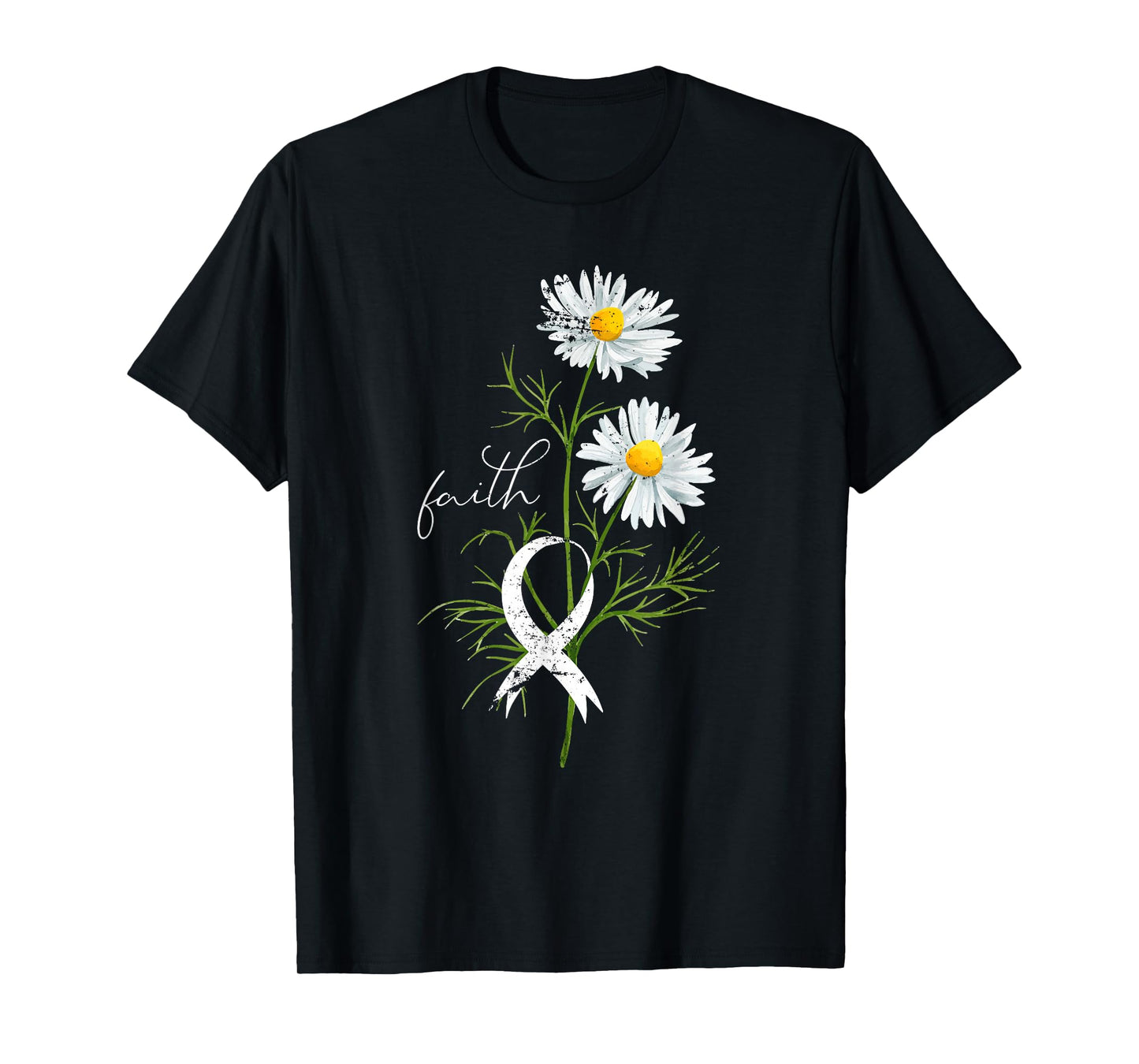 Lung Cancer Fight Support White Ribbon Gift Lung Cancer T-Shirt
