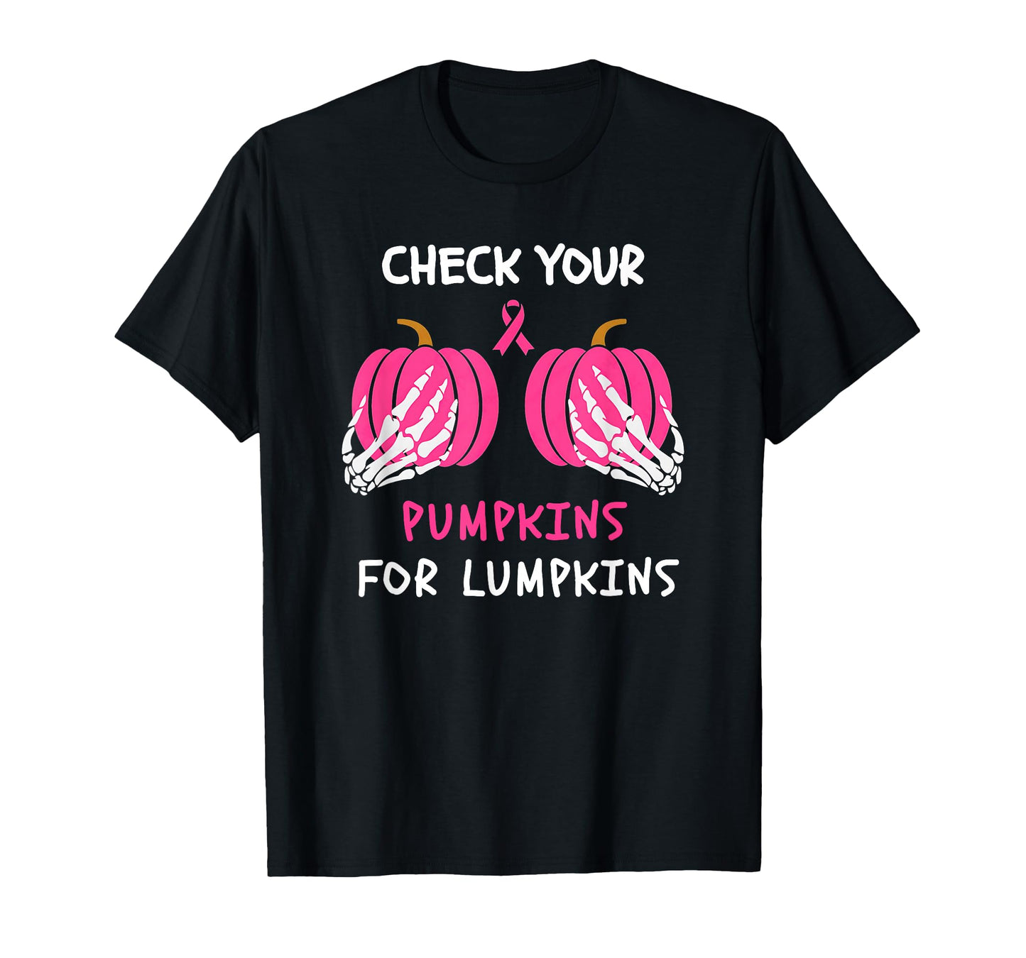 Funny Breast Cancer Halloween Pumpkins Lumpkin Pink October T-Shirt