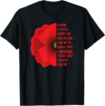 Veterans Day USA Memorial Lest We Forget Red Poppy Flower T-Shirt