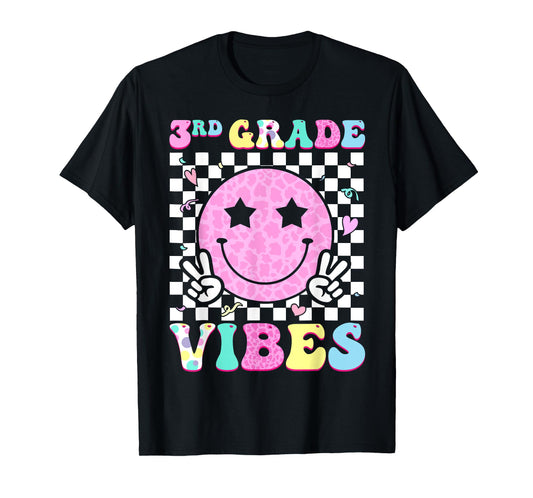 3rd Grade Vibes Groovy Back to School Third Grade Girls Kids T-Shirt