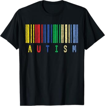 Autism Colorful Barcode Support Autistic Kids Awareness Gift T-Shirt
