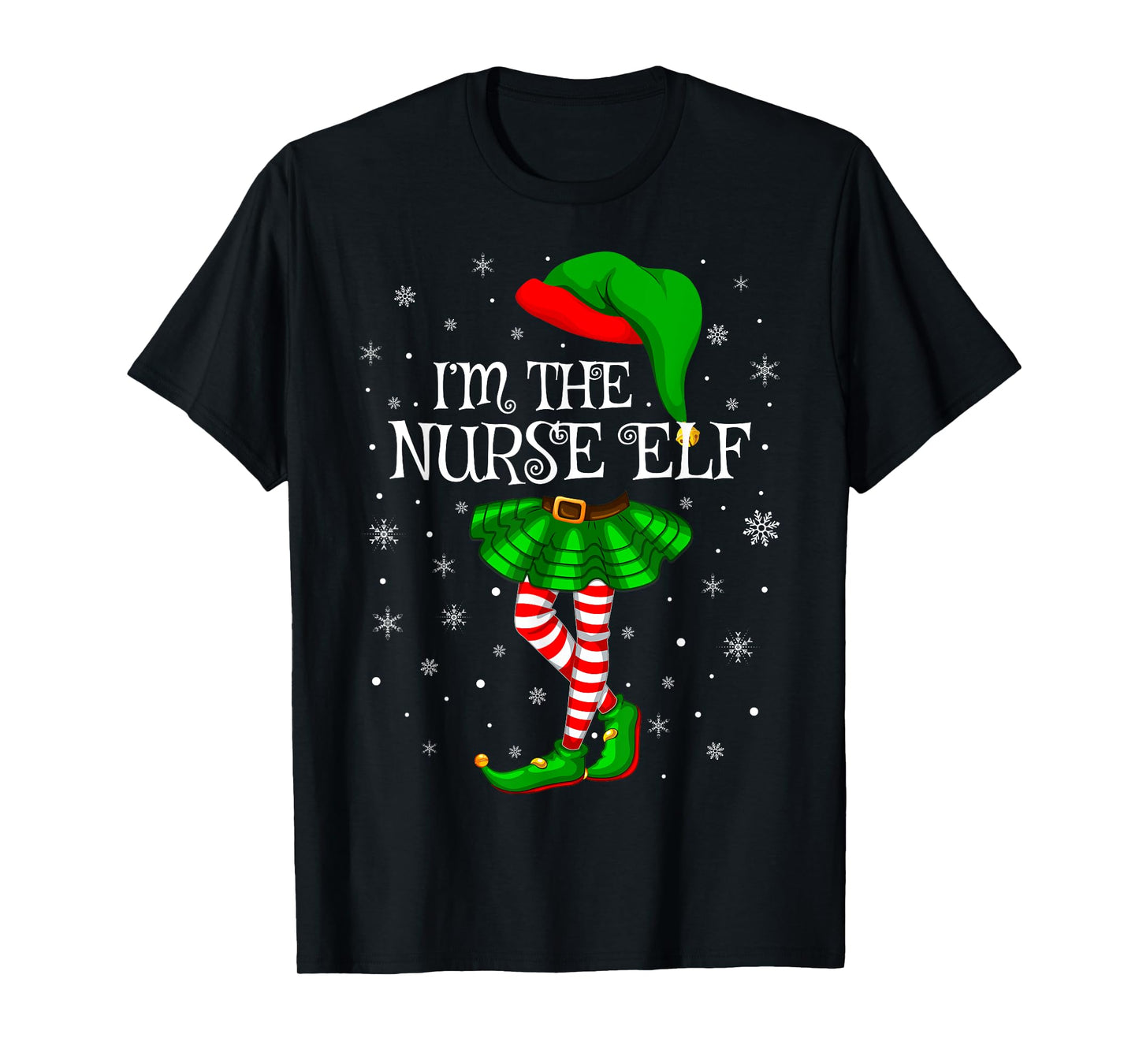 Family Matching Women Girls I'm The Nurse Elf Christmas T-Shirt