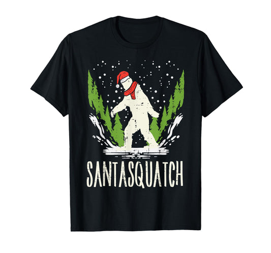 Bigfoot Sasquatch Santa Squatch Christmas Xmas Pajama PJ T-Shirt