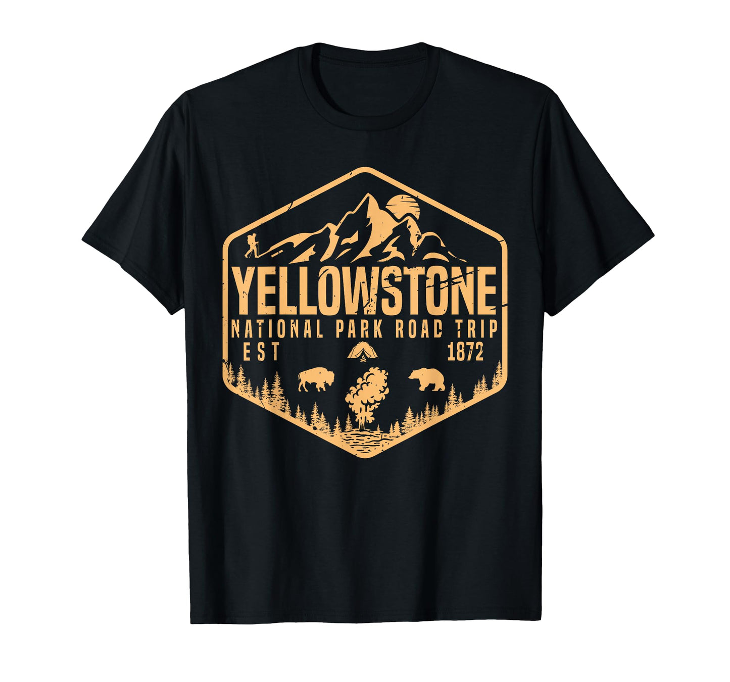Yellowstone National Park Souvenir Family Road Trip Hiking T-Shirt