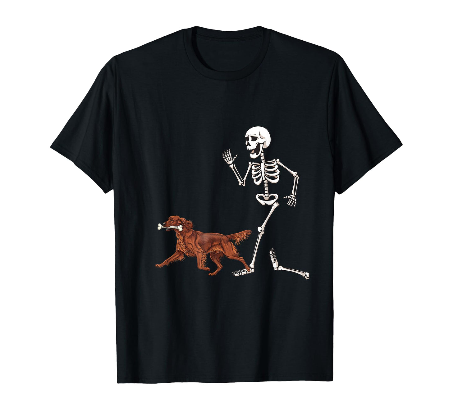 Funny Halloween Irish Setter and Skeleton T-Shirt