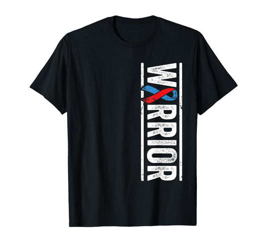 Pulmonary Fibrosis Warrior - PF Red Blue Awareness Ribbon T-Shirt