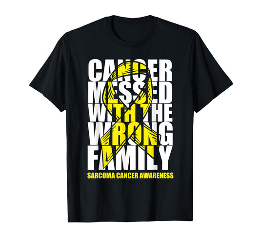 Sarcoma Bone Cancer Messed With The Wrong Family Yellow Gift T-Shirt