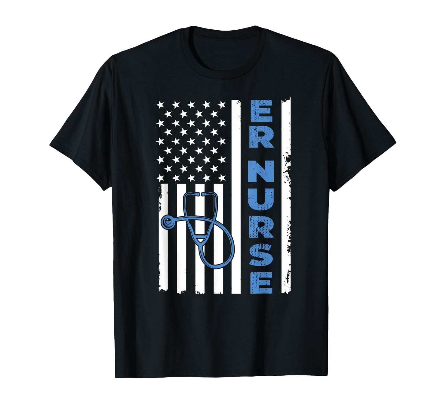 Patriotic ER Nurse Tee Retro American Flag 4th of July RN T-Shirt