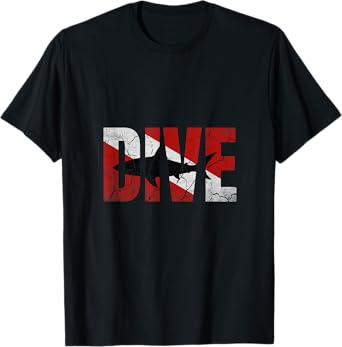 Shark Scuba Diving Flag I Freediving Deep Sea Diver Gift T-Shirt