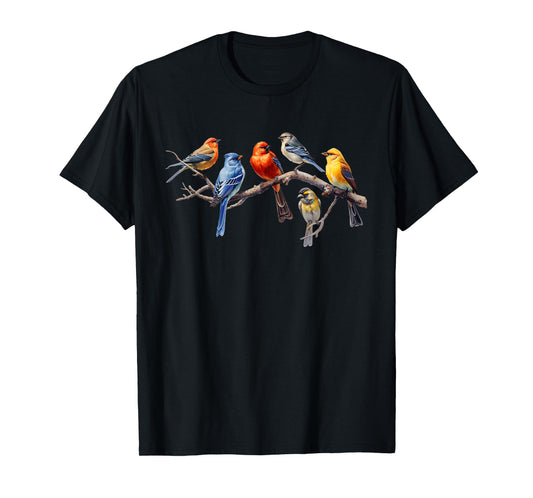 Backyard Bird Watching Watcher Birds on a Branch Birder T-Shirt