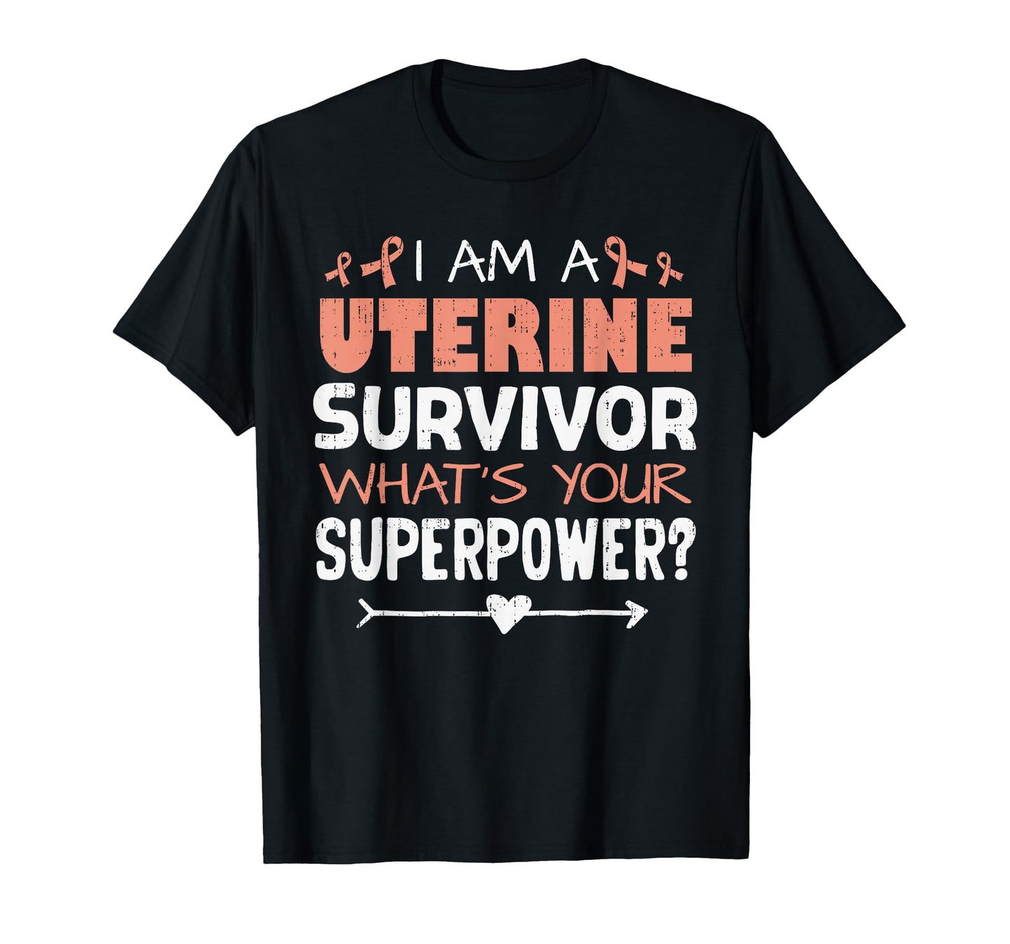 Uterine Survivor Cancer Awareness Warrior Ribbon Peach T-Shirt