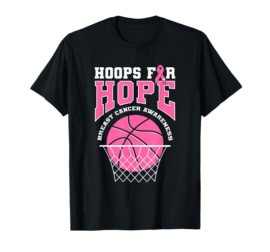 Basketball Hoop Breast Cancer Awareness Month Hoops For Hope T-Shirt