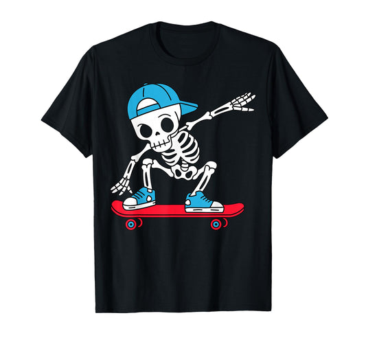Cool Skeleton Skateboarding Skater Retro Style Halloween T-Shirt