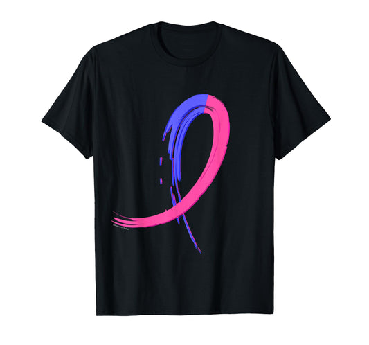 Male Breast Cancer T-Shirt Light Blue & Pink Graffiti Ribbon T-Shirt