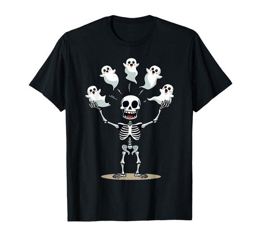 Cute Skeleton Juggling Ghosts Funny Halloween Costume Spooky T-Shirt