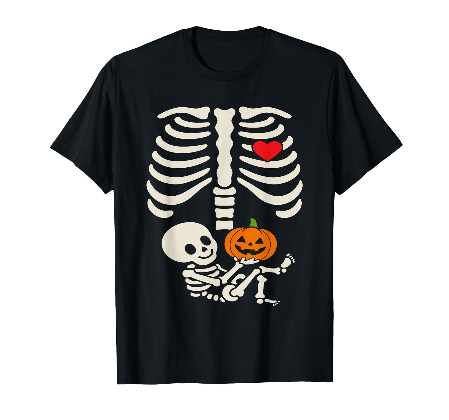 Halloween Baby Skeleton Heart Pregnancy Outfit T-Shirt